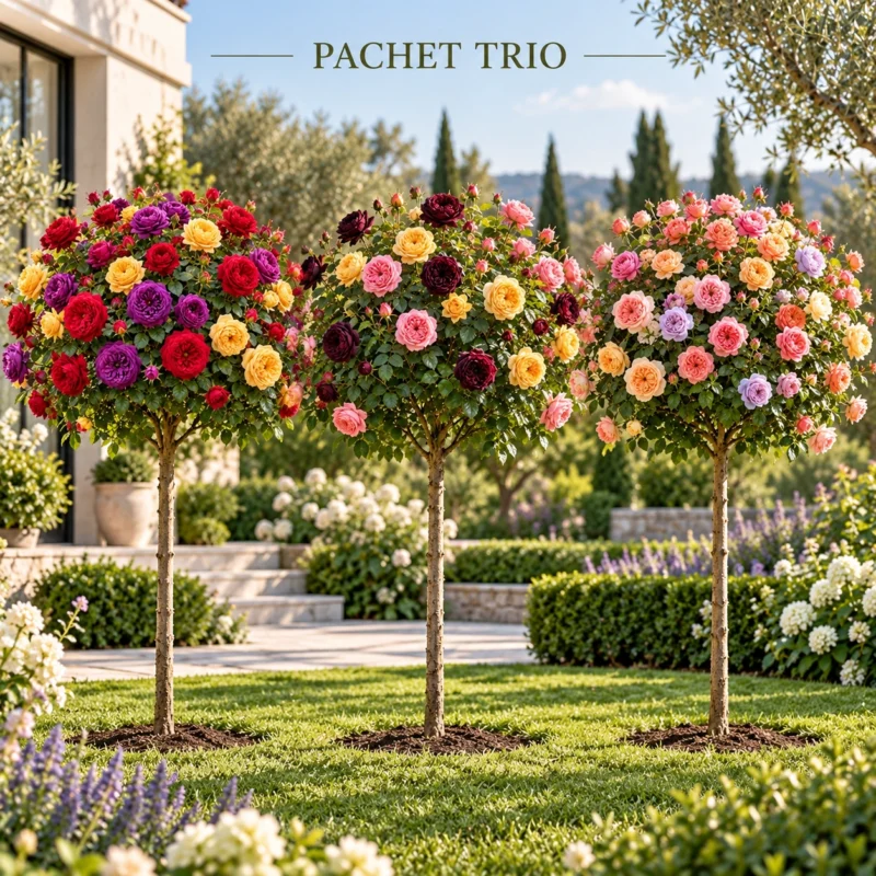 Pachet Trio – 3 Trandafiri Pomișor Multicolori