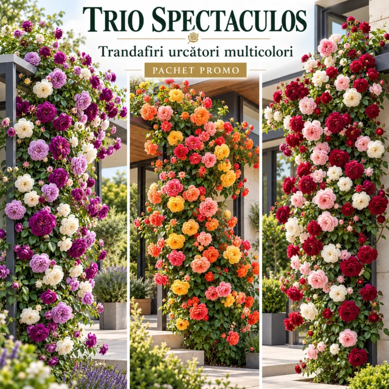 Pachet Promo Trio Spectaculos – 3 Trandafiri Urcători Multicolori